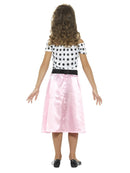 50s Poodle Girl Costume Kids Pink Dress Neck Tie Black Belt