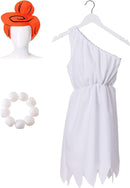 Wilma Flintstone Adult Costume Classic Cartoon White Dress