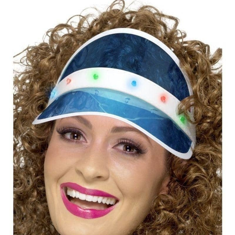 80s Light Up Visor Pink Adult Multi-Function LED Lights