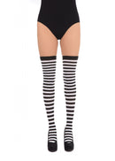Womens Striped Stockings Black White Costume Accessories Female Halloween_1 BA033