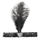 Womens Flapper Headband + Crystal Heart Black Costume Accessories Female Halloween_1 BA1317