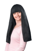 Womens Fringe 24" Black Budget Wig Wigs Female Halloween Costume_1 BW212
