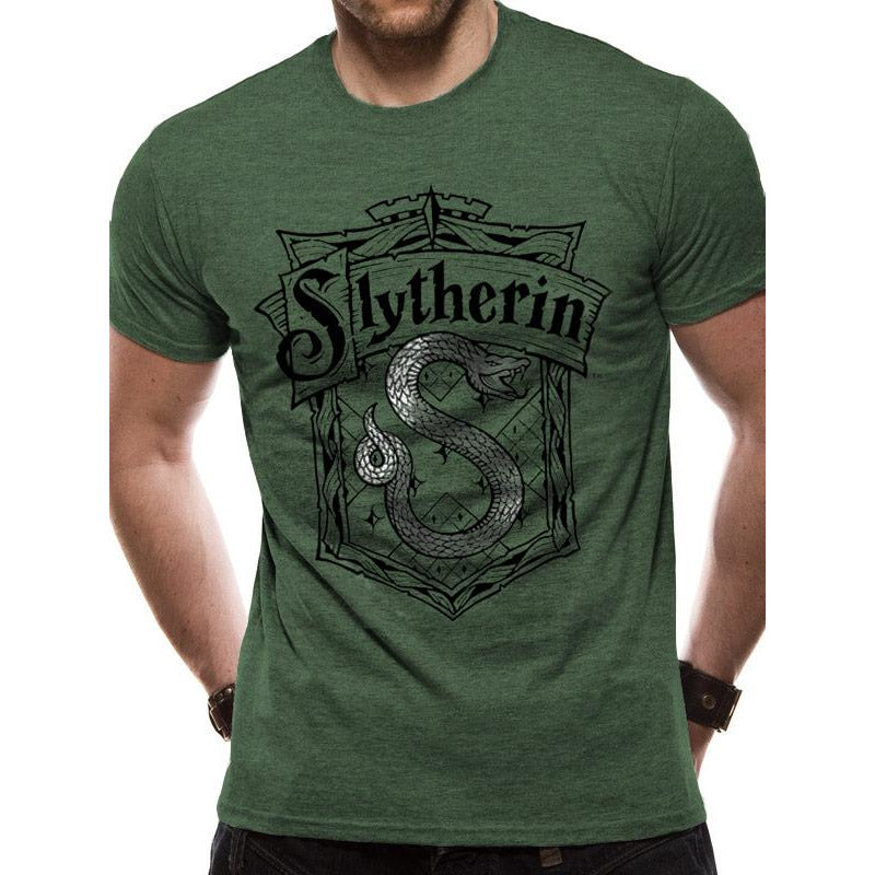 Harry Potter Shrewder Silver Foil Slitherin T-Shirt Adult Harry Potter Shrewder Silver Foil Slitherin T-Shirt Adult