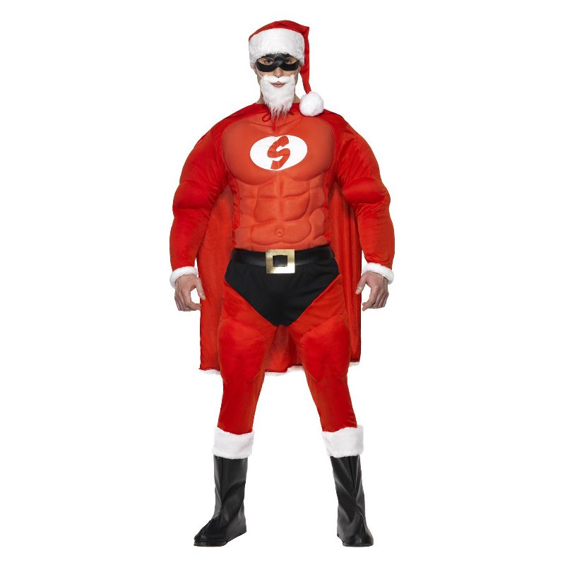 Super Fit Santa Costume & Beard Red Adult