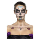 Day Of The Dead Face Tattoo Transfers Kit Aqua Adult Multi_2