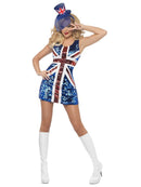 90's Rule Britannia Spice Girls All That Glitters Costume Adult Dress Blue Red White