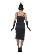 Long Black Flapper Costume Adult Dress Gloves Headband