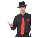 Gangster Trilby Tie & Handkerchief Adult Red_2