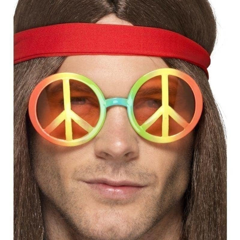 Hippie Specs Adult Silver Coloured Frame 60s Festival Groovy Costume Glasses