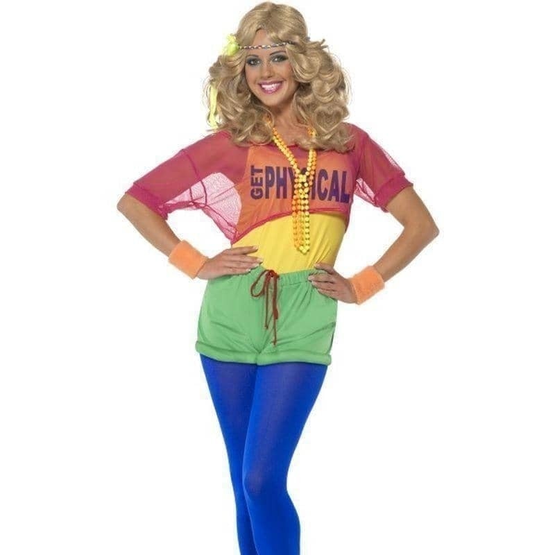 80s Lets Get Physical Girl Costume Adult Yellow Pink Green 80s Lets Get Physical Girl Costume Adult Yellow Pink Green