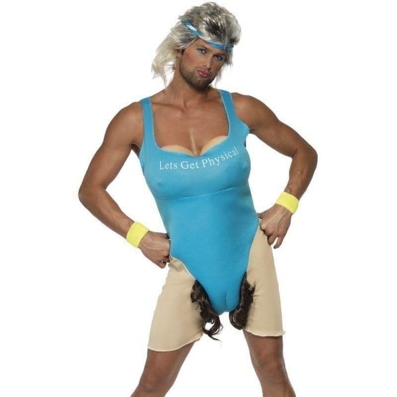 Lets Get Physical Work Out Costume Smiffys Adult Blue Bodysuit Lets Get Physical Work Out Costume Smiffys Adult Blue Bodysuit