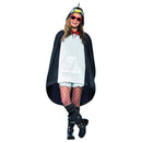 Penguin Party Poncho Adult Black White_2