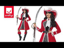 Lady Captain Authentic Deluxe Adult Red Pirate Costume Dress Jacket Neck Tie Boot Covers