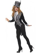 Dark Miss Hatter Costume Adult Black Deluxe Jacket Waistcoat Hat Bowtie