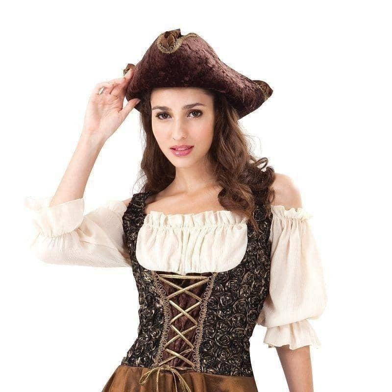 Womens Pirate Gold Rose Adult Costume Female Uk Size 10 14 Halloween