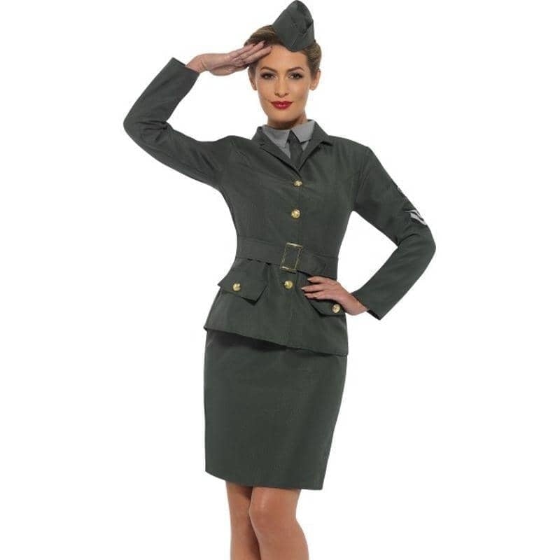 WW2 Army Girl Costume Green / Large WW2 Army Girl Costume Green / Large