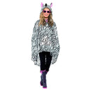 Zebra Party Festival Poncho Adult White Black_2