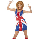 Ginger Power 1990s Icon Costume Adult Blue Red White Womens Smiffys Heroes & Role Model 5516