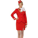 Trolley Dolly Costume Adult Red Gold Womens Smiffys Heroes & Role Model 12192