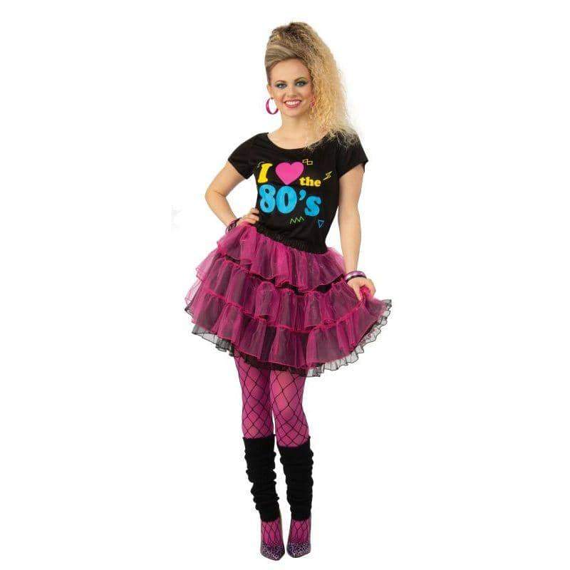 I Love The 80s Adult Costume Tutu Black Top
