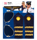 Pilot Set  Glasses, Epauletten, Aviator Pin 