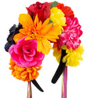 Flower Headband With Multicolor Ribbons