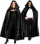 Black Satin Hooded Cape 145 Cm