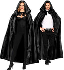 Black Satin Hooded Cape 145 Cm