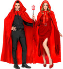 Red Satin Hooded Cape 145 Cm