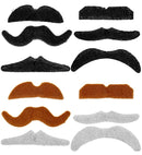 Set Of 12 Party Mostaches 6 Styles & 3 Colors Ass.
