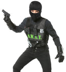 S.W.A.T.  Bulletproof Vest, Mask, Badge, Gun, Handcuffs, Radio, Flashlight, Hand Grenade, Binoculars 