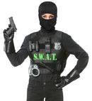 S.W.A.T.  Bulletproof Vest, Mask, Badge, Gun, Handcuffs, Radio, Flashlight, Hand Grenade, Binoculars 
