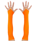 Neon Orange Fingerless Satin Gloves - 43 Cm