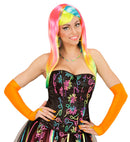 Neon Orange Fingerless Satin Gloves - 43 Cm