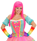Rainbow Fingerless Satin Gloves - 33 Cm