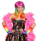 Rainbow Fingerless Satin Gloves - 33 Cm