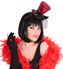 Red  Mini Top Hat On Headband With Bow & Veil