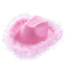 Felt Soft Pink Cowgirl Hat With Marabou Trim