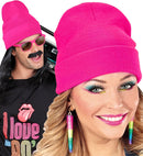 Hat Beanie Neon Pink Wool Look