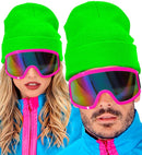 Hat Beanie  Neon Green Wool Look 