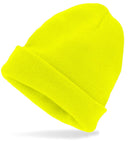 Hat Beanie Neon Yellow Wool Look