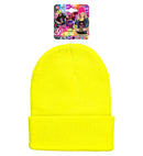 Hat Beanie Neon Yellow Wool Look