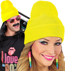 Hat Beanie Neon Yellow Wool Look