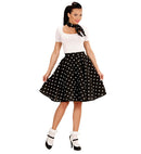 Black 50S Polka Dots Skirt & Neckscarf