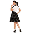 Black 50S Polka Dots Skirt & Neckscarf
