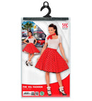 Red 50S Polka Dots Skirt & Neck Scarf