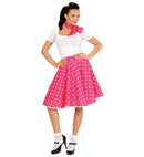 Pink 50S Polka Dots Skirt & Neck Scarf