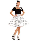 White 50S Polka Dots Skirt & Neckscarf