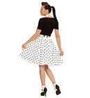 White 50S Polka Dots Skirt & Neckscarf
