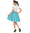 Turquoise 50S Polka Dots Skirt & Neck Scarf